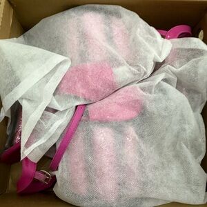 Pink 8 inch s ext glittery platform heels